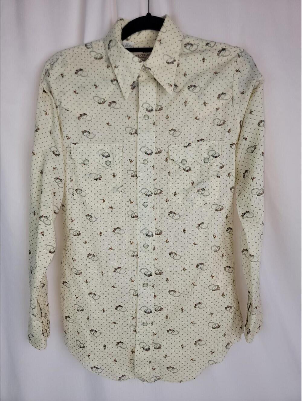 VTG Dee Cee Floral Rings 2x Pearl Snap Rancher Womens Western Shirt 14.5 - 33